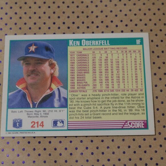 Ken Oberkfell #214 Baseball Card - Picture 2 of 2